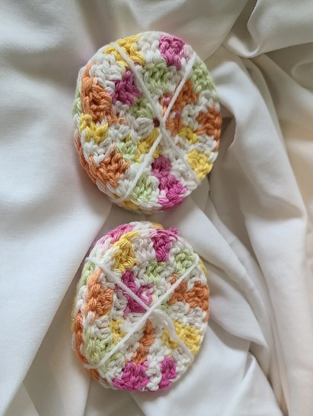 Handmade Crochet Face Rounds in Pastel Multi 6 Pack By Grey Dove Creations, NWOT